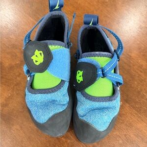 Kids Blue and Green rock climbing shoes